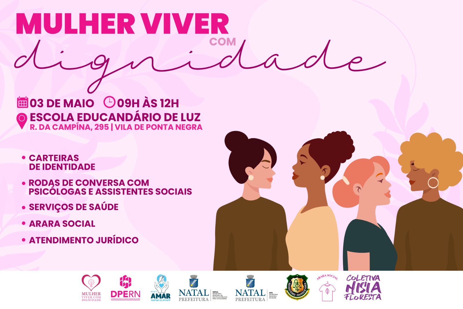 DPERN realiza “Mulher Viver com Dignidade” no dia 3 de maio na Vila de Ponta Negra